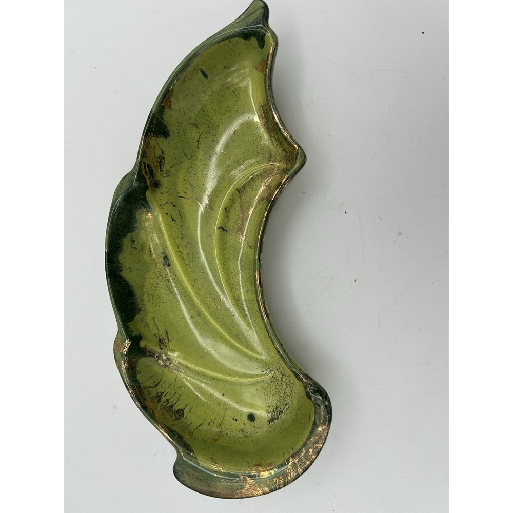 Mid‎ Century Modern Vintage  Lane & Co Green Metallic Curved Dish 3030
